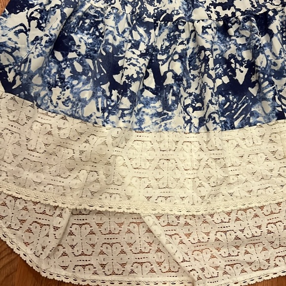 Peter Som Blue White High Low Lace Dress Sz S - Picture 5 of 10